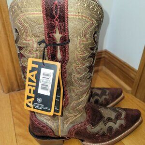 Ariat Rienda Western Cowboy Boots, Womens Size 9B, Roughed Red, NWT